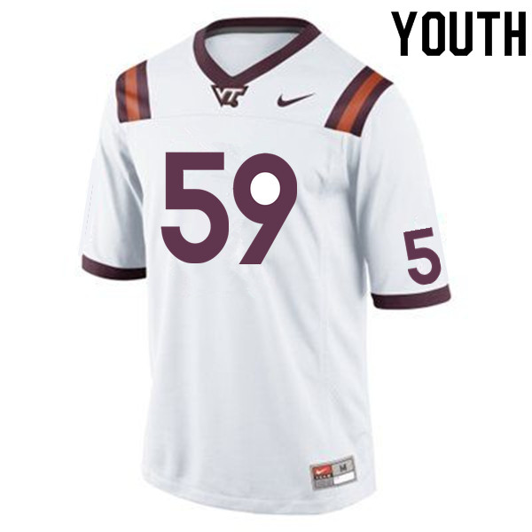 Youth #59 Vincenzo Anthony Virginia Tech Hokies College Football Jerseys Sale-White